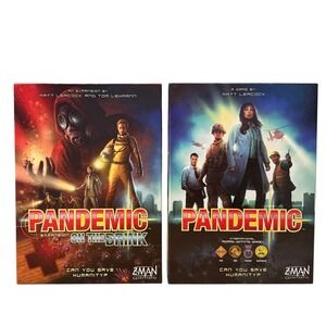 Z-Man Games Pandemic Board Game & On the Brink Expansion Set Blue Red Strategy